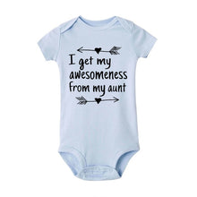 Load image into Gallery viewer, New Summer Stylish Romper I Get My Awesomeness From My Aunt Letter Print Cotton Jumpsuit Infant Baby Boys Girls White Clothes