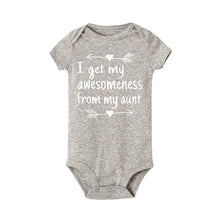 Load image into Gallery viewer, New Summer Stylish Romper I Get My Awesomeness From My Aunt Letter Print Cotton Jumpsuit Infant Baby Boys Girls White Clothes