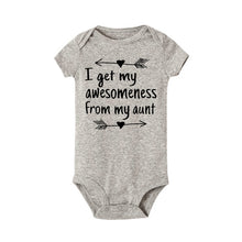 Load image into Gallery viewer, New Summer Stylish Romper I Get My Awesomeness From My Aunt Letter Print Cotton Jumpsuit Infant Baby Boys Girls White Clothes