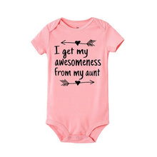 Load image into Gallery viewer, New Summer Stylish Romper I Get My Awesomeness From My Aunt Letter Print Cotton Jumpsuit Infant Baby Boys Girls White Clothes