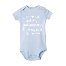 Load image into Gallery viewer, New Summer Stylish Romper I Get My Awesomeness From My Aunt Letter Print Cotton Jumpsuit Infant Baby Boys Girls White Clothes
