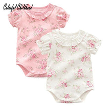 Load image into Gallery viewer, Adorable floral lace romper baby girls short sleeve jumpsuit summer cotton newborn body clothes infant bebe onesies