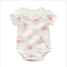 Load image into Gallery viewer, Adorable floral lace romper baby girls short sleeve jumpsuit summer cotton newborn body clothes infant bebe onesies